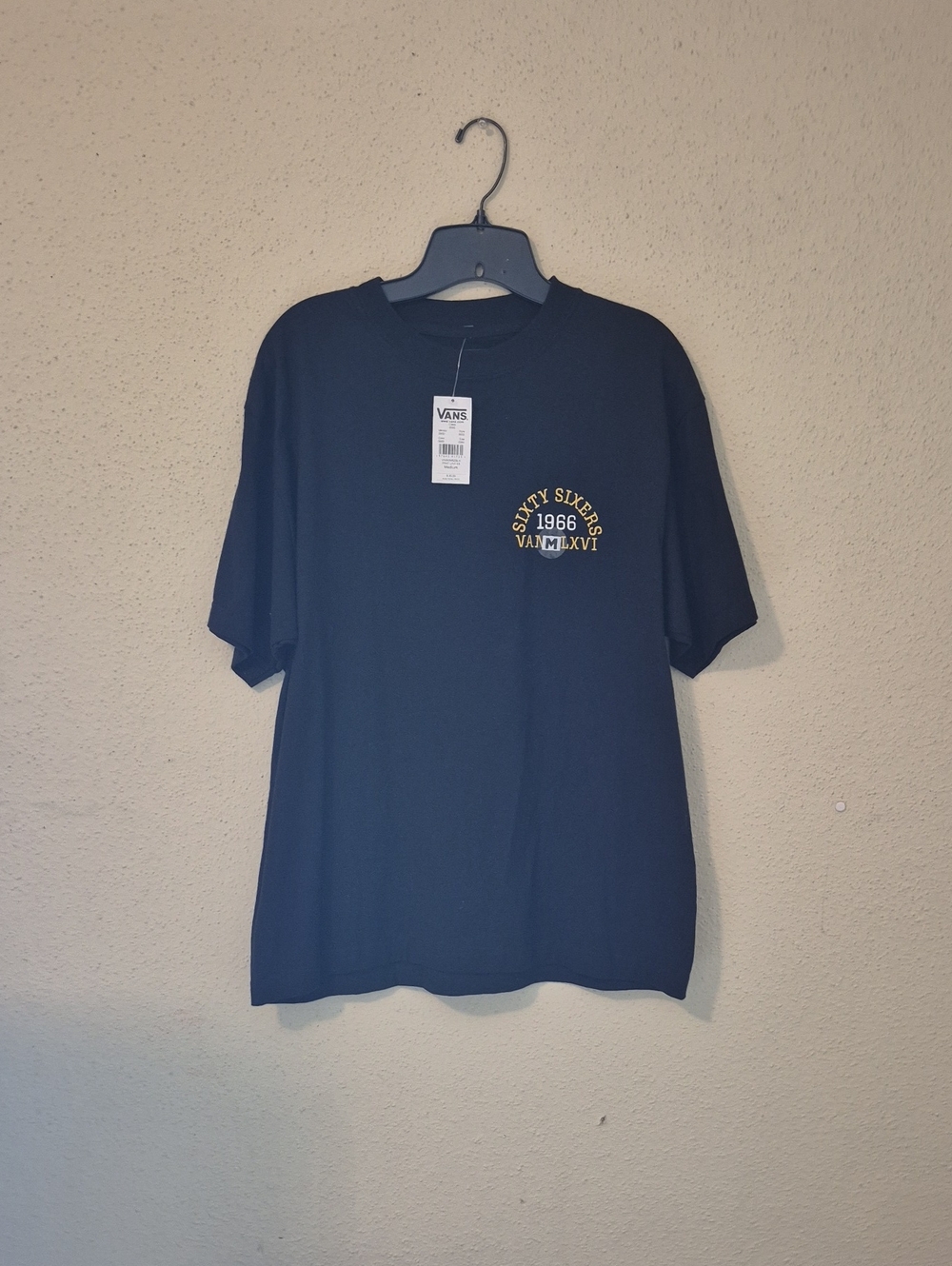 Vans Men’s Navy Short Sleeve Tee with Yellow Chest Logo